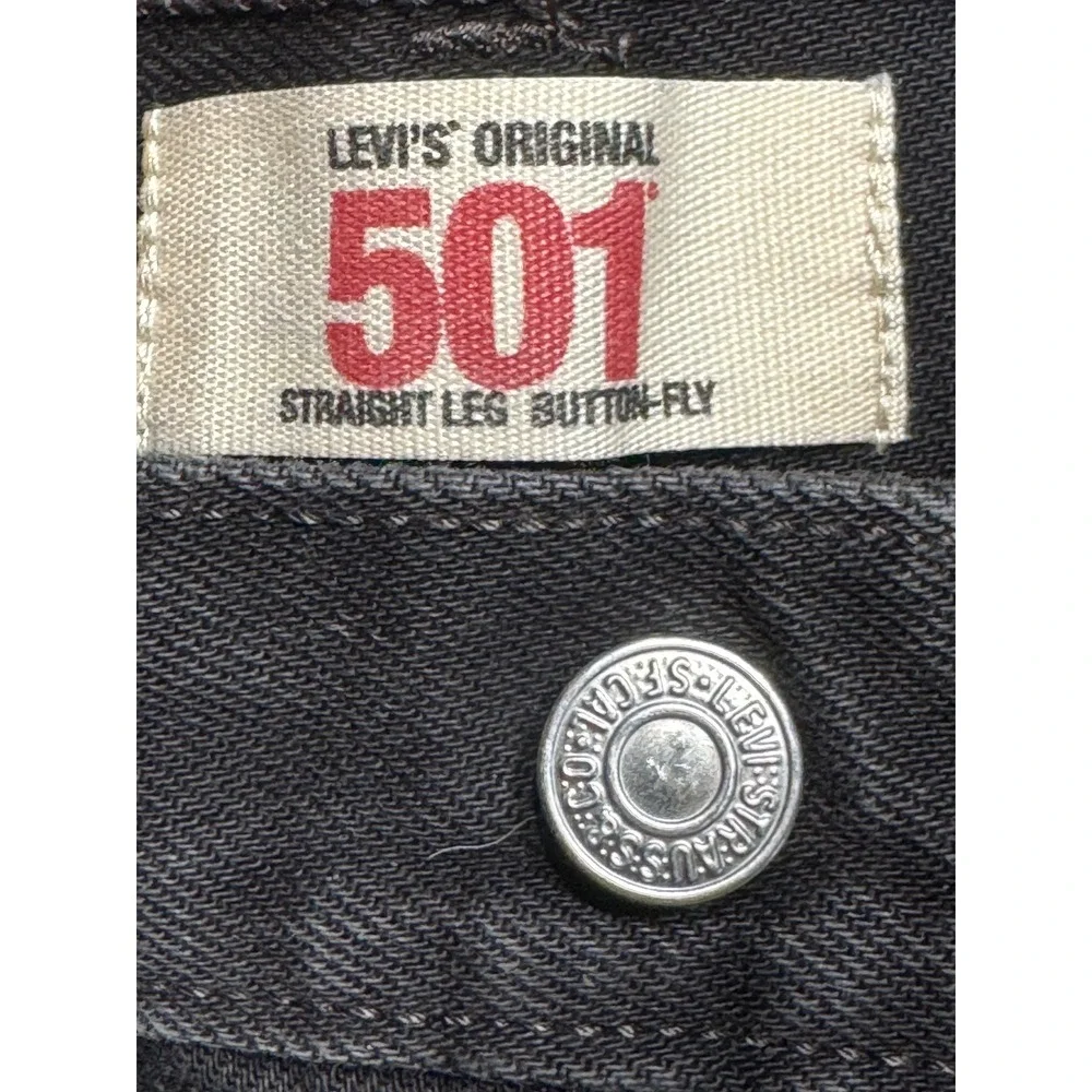 Levi's 501 Jeans Mens 38x30 Original Straight Leg Button Fly Black Denim